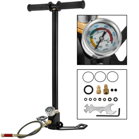 VEVOR 3 Stage PCP Air Gun Rifle Filling Stirrup Pump Hand Pump 4500PSI Charging Black New