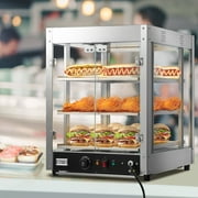 BENTISM 3-Tier Commercial Food Warmer Countertop Pizza Cabinet with Water Tray