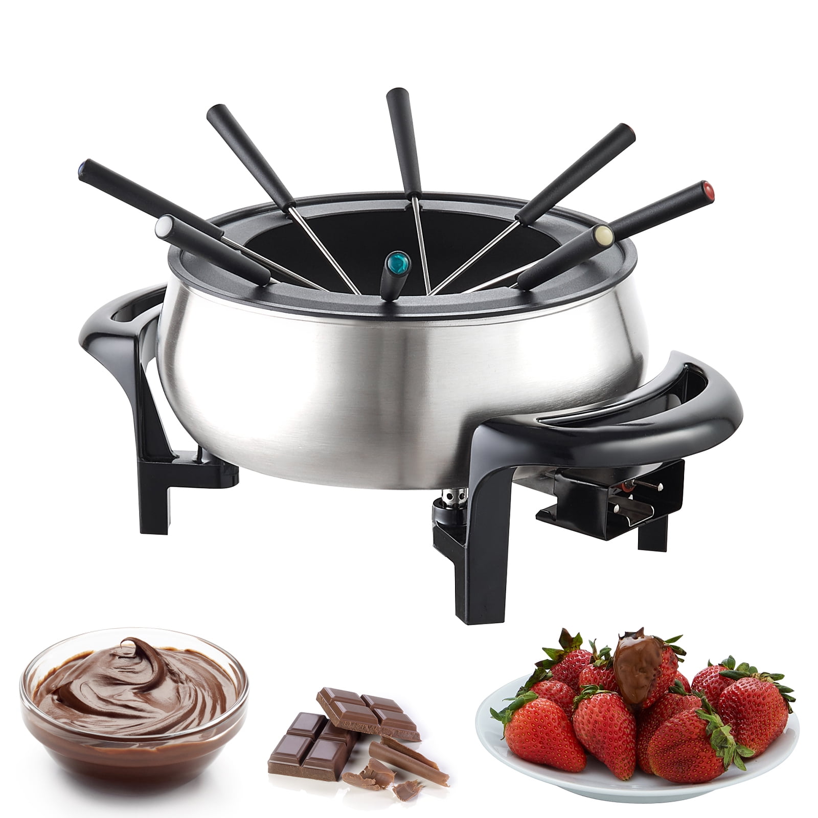 VEVOR 3 qt Electric Fondue Pot Set Chocolate and Cheese Melting Warmer Silver