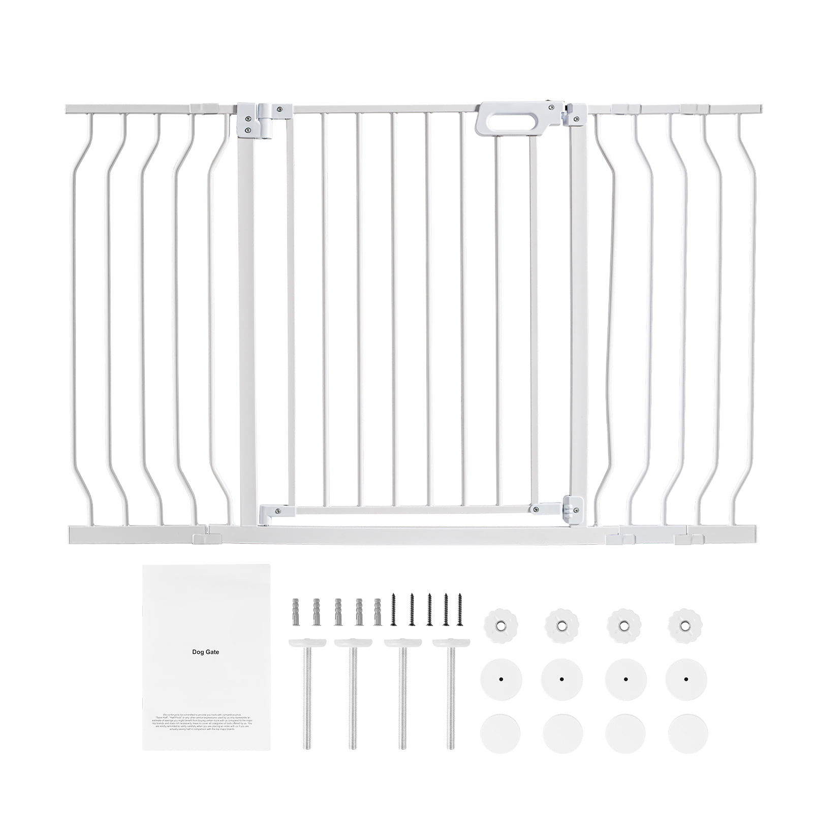BENTISM 30" Extra Tall Baby Gate for Stairs Doorways, Fits Openings 29.5" to 53" Wide, Auto Close Extra Wide Dog Gate for House, Pressure Mounted Easy Walk Through Pet Gate with Door, White