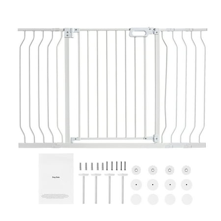 BENTISM 30" Baby Gate for Stairs Doorways, Fits Openings 29.5" to 53" Wide, Auto Close Extra Wide Dog Gate for House, Pressure Mounted Easy Walk Through Pet Gate with Door, White
