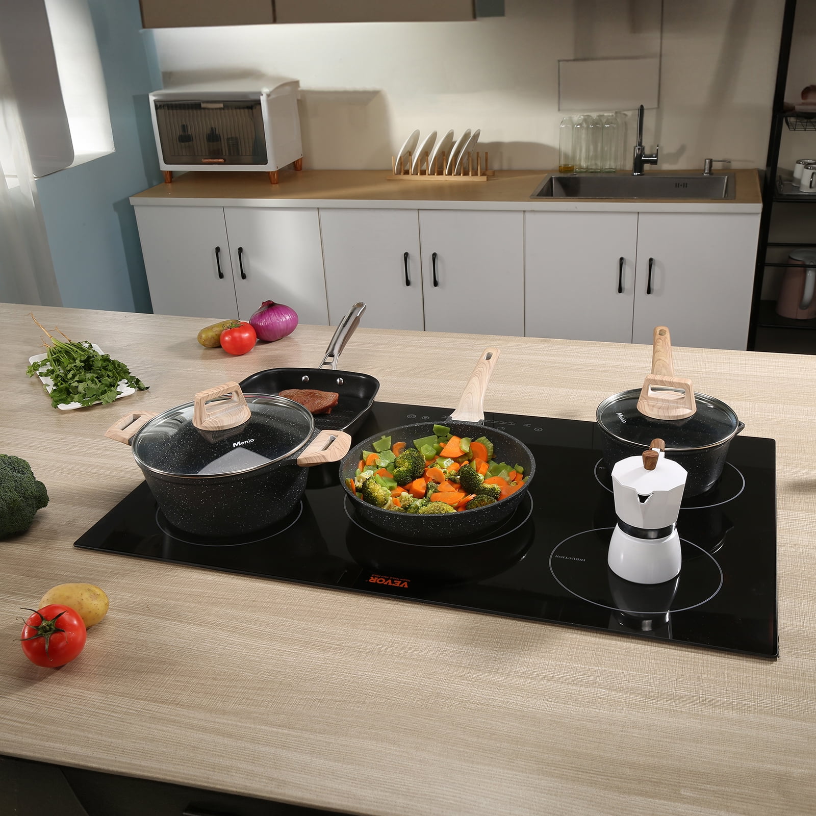 BENTISM 30 inch Electric Cooktop 5 Burners Ceramic Glass Stove Top