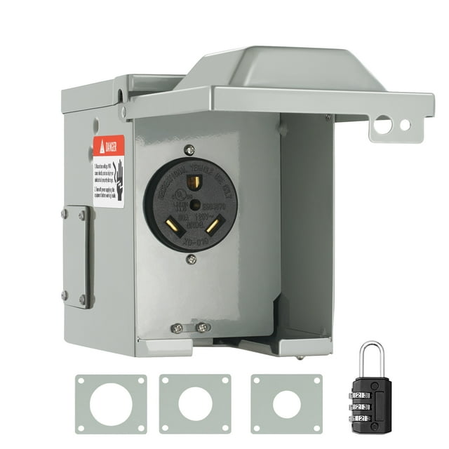 BENTISM 30A RV Power Outlet Box, Lockable Weatherproof Outdoor Panel