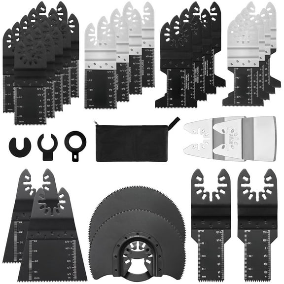 VEVOR 30PCS Oscillating Saw Blades, Universal Quick Release Oscillating Saw Blades, 8 Types Wood Metal Plastic Oscillating Tool Blades, Fit Dewalt Bosch Milwaukee Hitachi Chicago Craftsman