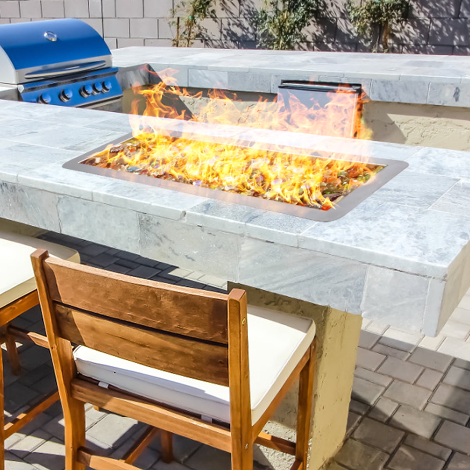 Free Shipping! BENTISM 30x10 inch Drop-in Fire Pit Pan Fire Pit H-shape ...