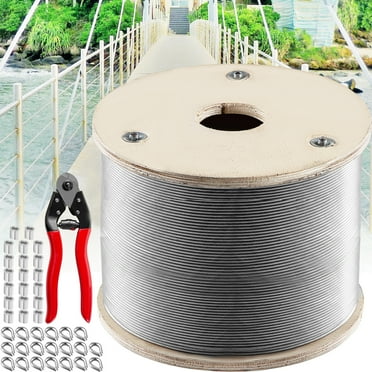 BENTISM 316 Stainless Steel Wire Rope Steel Wire Cable 1/8in x 500ft, 1510lbs, 7x7