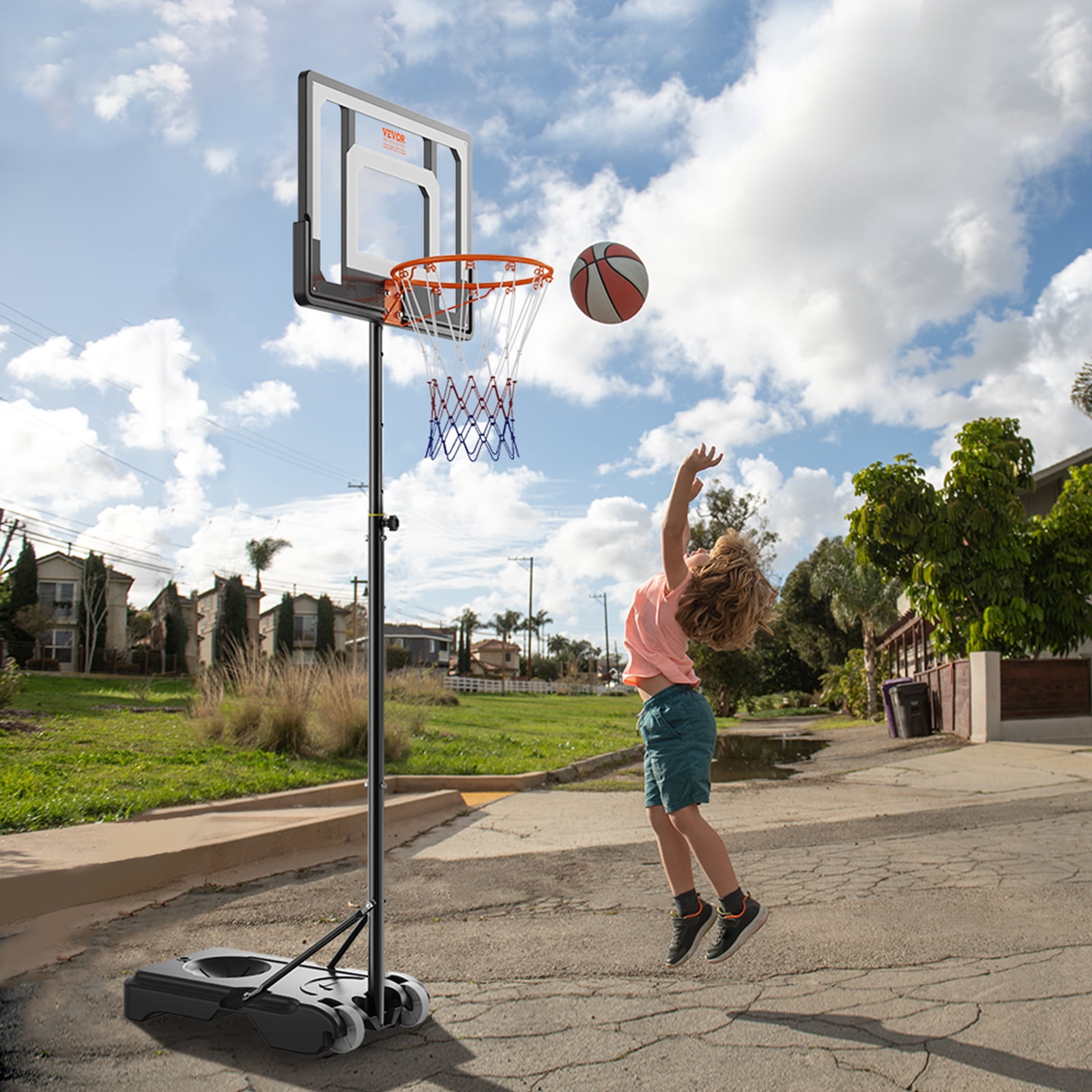 BENTISM 32" Portable Basketball Hoop, 57 ft Adjustable Height Premium