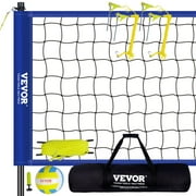 BENTISM 32ft x 3ft Portable Volleyball Net System Adjustable Height Poles with PVC Volleyball, Carrying Bag, Boundary Lines, Steel Poles & Pump for Outdoor Sports