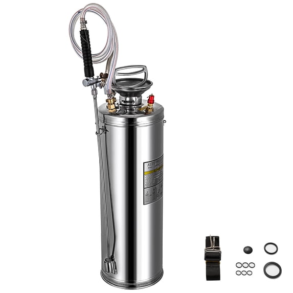 BENTISM 3Gal Stainless Steel Sprayer, Set with 20’’ Wand& Handle& 3.3’’ Reinforced Hose, Hand Pump Sprayer with Pressure Gauge&Safety Valve, Adjustable Nozzle Suitable for Gardening and Sanitizing