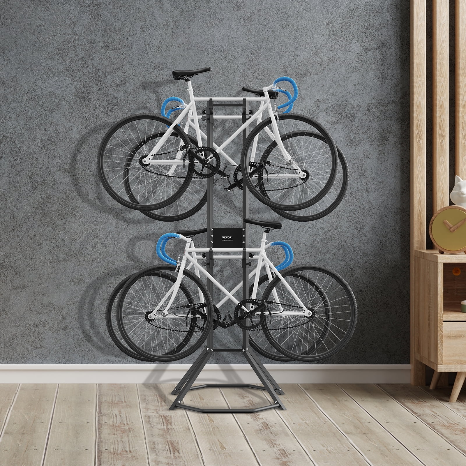 VEVOR 2 Bike Storage Rack, Free Standing Vertical Bike Rack Holds