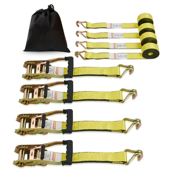 VEVOR 4 Pack Ratchet Tie Down Straps 5000 lbs 2" x 15' Heavy Duty Double J Hook