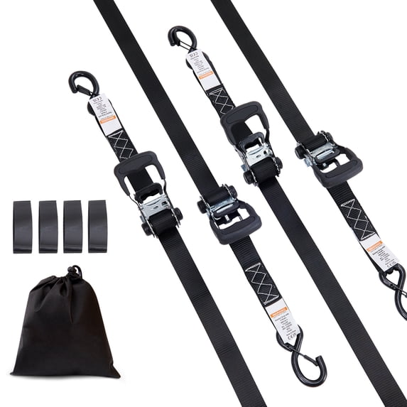 VEVOR 4 Pack Ratchet Tie Down Straps 5208 lbs 1.6" x 8' Heavy Duty for Cargo
