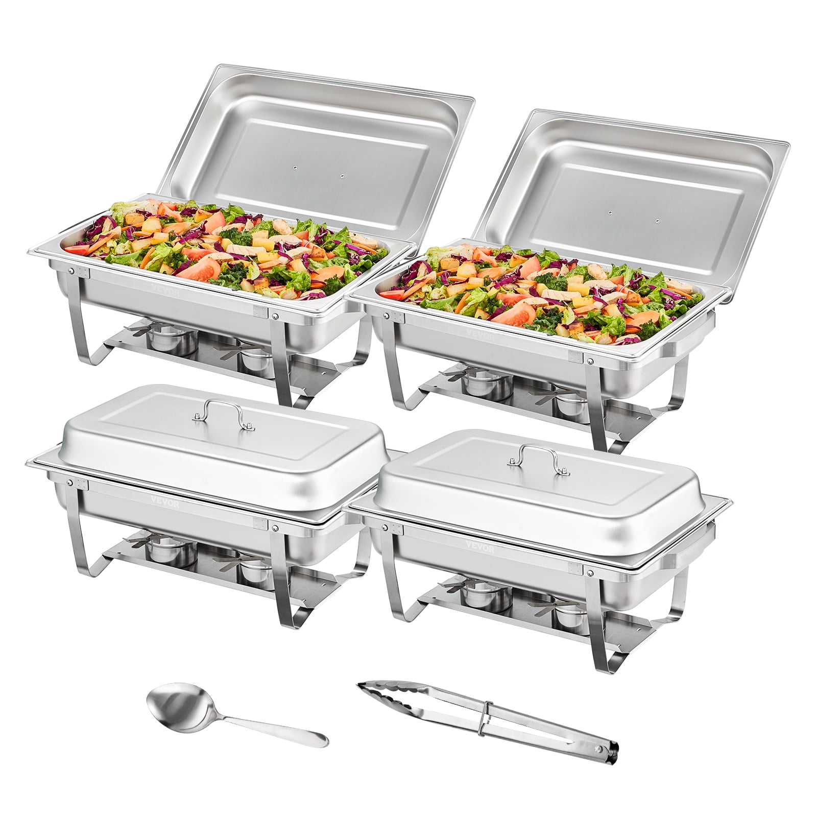 BENTISM 4 Packs Rectangle Chafing Dish Buffet Set with Full Size 8Qt Pan Frame Fuel Holde For Catering Buffet Serving Party