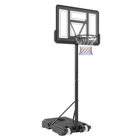 BENTISM 44" Basketball Hoop ,Portable 4-10 ft Adjustable Height PC Backboard System Hoop & Goal Basketball Set w/ Wheels, Stand & Fillable Base Outdoor/ Indoor