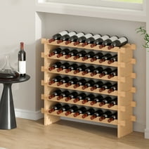 BENTISM 48 Bottle Stackable Modular Wine Rack Bamboo Wood Display Shelf 6-Tier