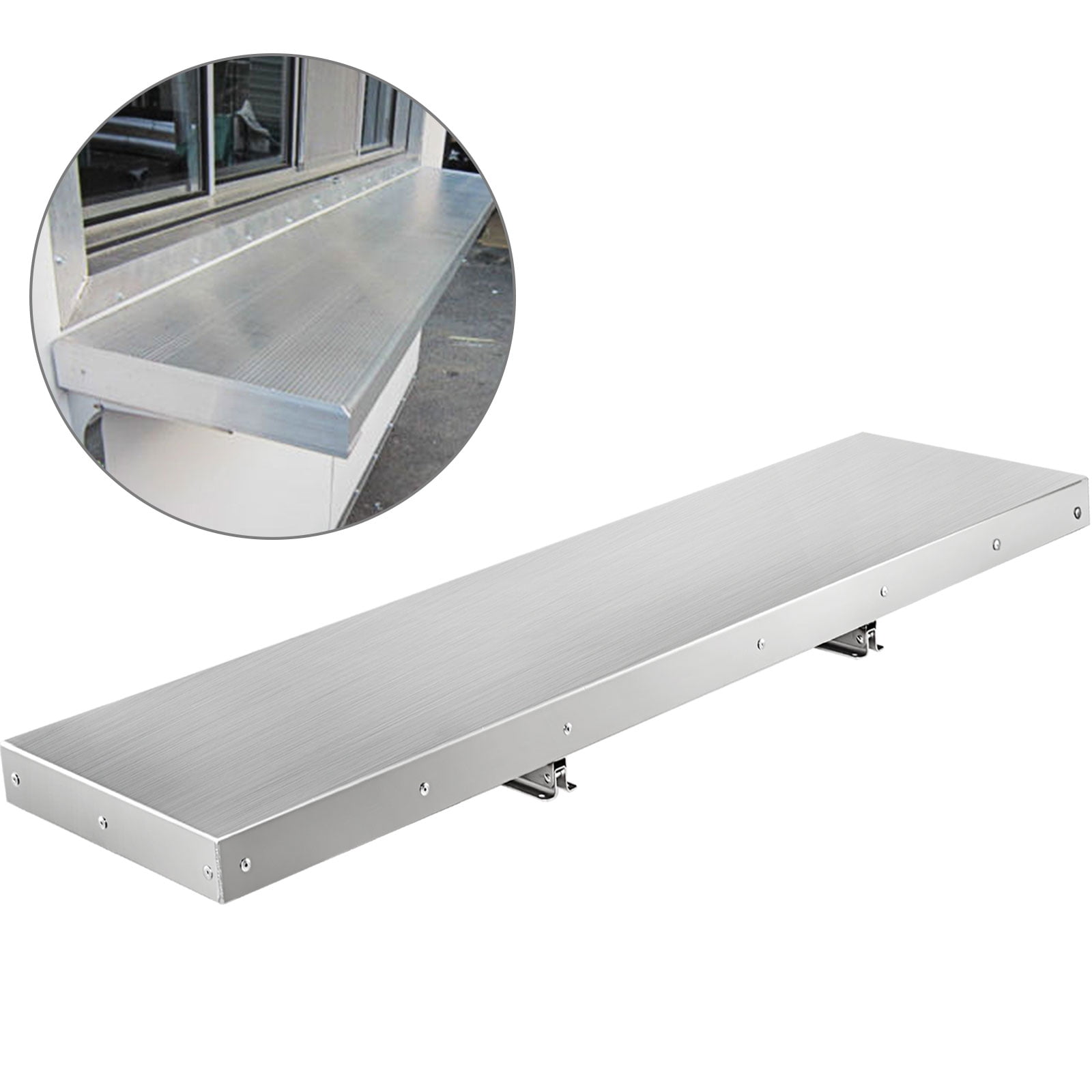 BENTISM 48 Inch Concession Shelf Stainless Steel Drop Down Folding Serving Food Shelf Stand Serving for Concession Trailer Serving Window