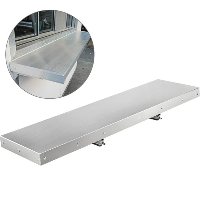BENTISM 48 Inch Concession Shelf Stainless Steel Drop Down Folding Serving Food Shelf Stand Serving for Concession Trailer Serving Window