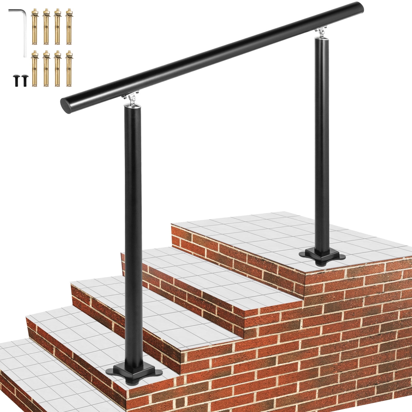 BENTISM 4FT, 34 inch Handrail Outdoor Stairs Adjustable from 0 to 60 Degrees, Outdoor Stair Railing Handrail Black Aluminum Stair Railing for Garden, Office Area