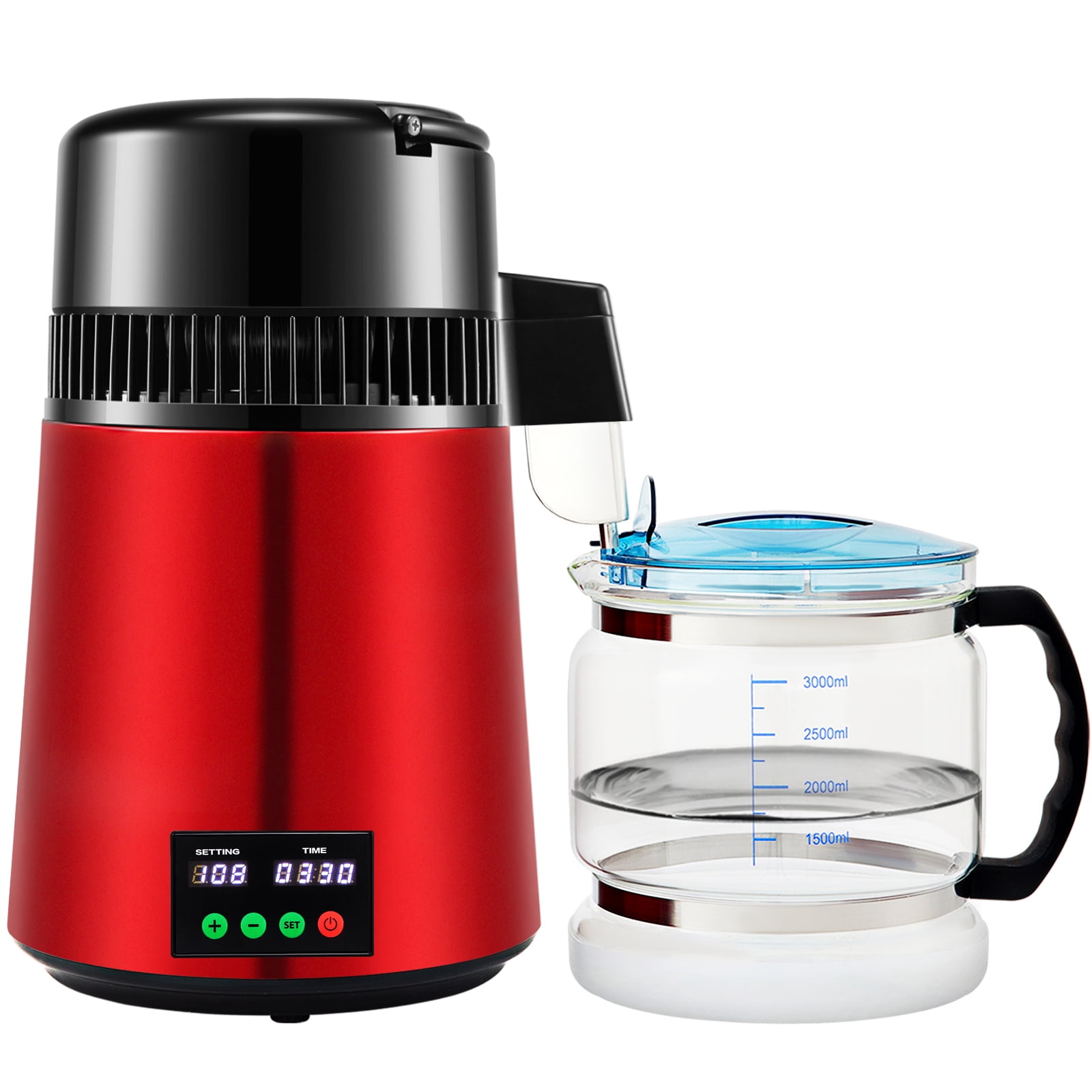 VEVOR 4L Water Distiller 1L/H Distilled Water Maker Timing & Temp Display Red