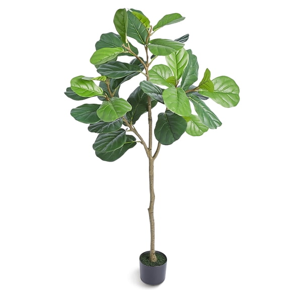 BENTISM 5 Ft Fiddle Leaf Fig Artificial Tree in Pot Greenery for Home Decor