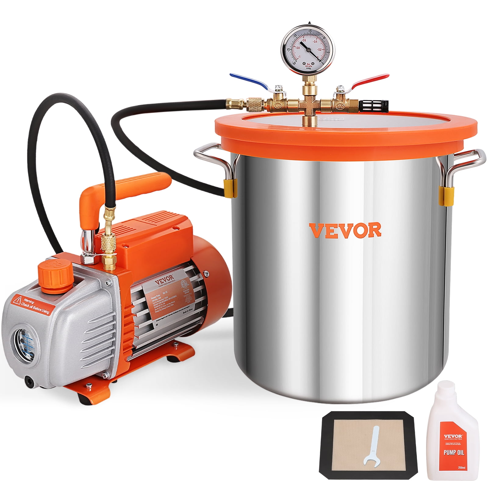 BENTISM 5 Gallon 1/5 HP 150 W Vacuum Chamber and 3.5 CFM Single Stage