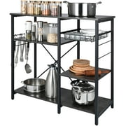 BENTISM 5-Tier Kitchen Bakers Rack Storage Shelf with Cabinet Microwave Oven Stand