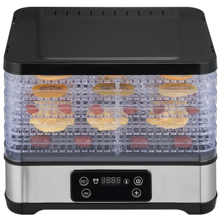 VEVOR 5 Trays Food Dehydrator Machine Adjustable Timer 300W Jerky Fruit Drying
