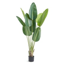 BENTISM 5 ft Artificial Birds Of Paradise Plant, Green Faux Lifelike Fake Plant for Office Home Living Room Floor Patio Greening Porch Decor
