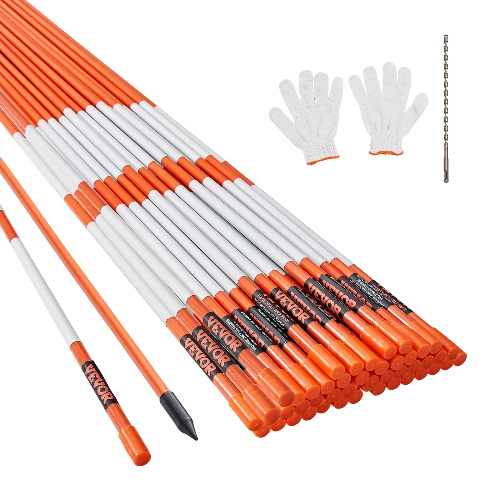 BENTISM 50 Pack 48" Driveway Markers Orange Snow Plow Stakes 0.4