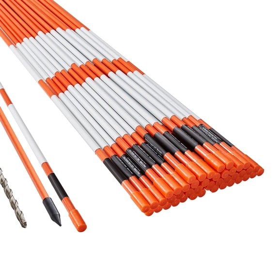 VEVOR 50 Pack 48" Driveway Markers Orange Snow Plow Stakes 0.4" Fiberglass Rod