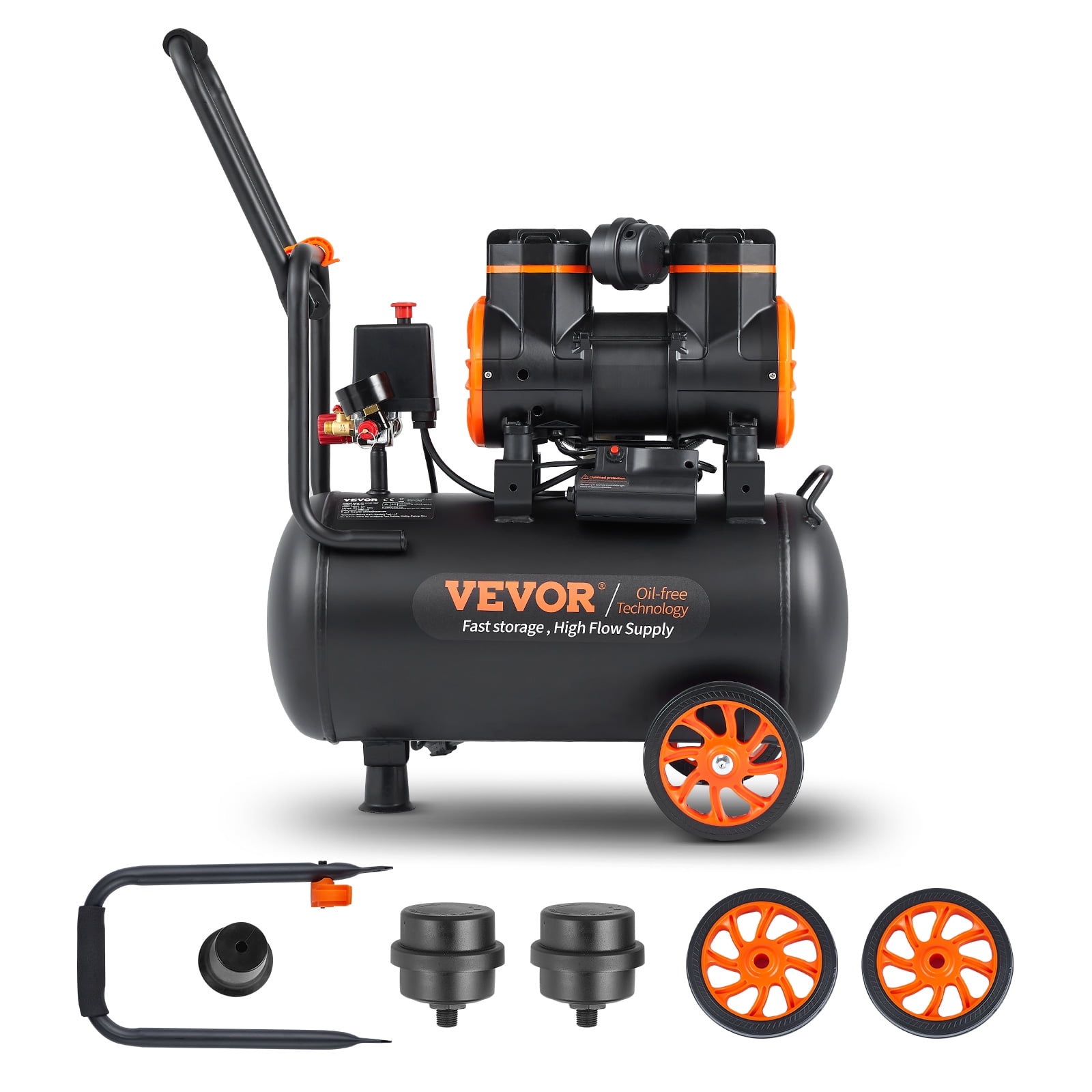 BENTISM 6.3 Gallon Air Compressor, 2 HP 3.35 CFM@90PSI Oil Free Air Compressor Tank & Max. 116PSI Pressure, 70 dB Ultra Quiet Compressor for Auto Repair, Tire Inflation, Spray Painting, Woodwork Nail
