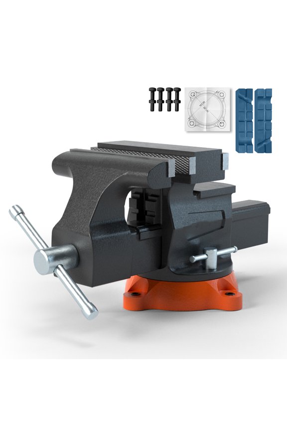 6.5" Bench Vise w/ 360°Swivel Locking Base & Two-way Jaw Ductile Iron