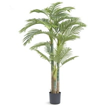 BENTISM 6.5 ft Artificial Gold Cane Palm Tree Green Faux Lifelike Fake Plant Decor