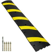 VEVOR 6 ft/72 Cable Protector Ramp. Rubber Speed Hump with 2 Channel, 22000lbs Load Capacity Heavy Duty Traffic Speed Bump for Asphalt Concrete Gravel Roads
