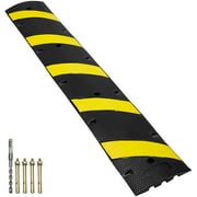 BENTISM 6 ft/72'' Rubber Speed Hump, 2 Channel, 22000 lbs Load Capacity Heavy Duty Traffic Speed Bump for Asphalt Concrete Gravel Roads