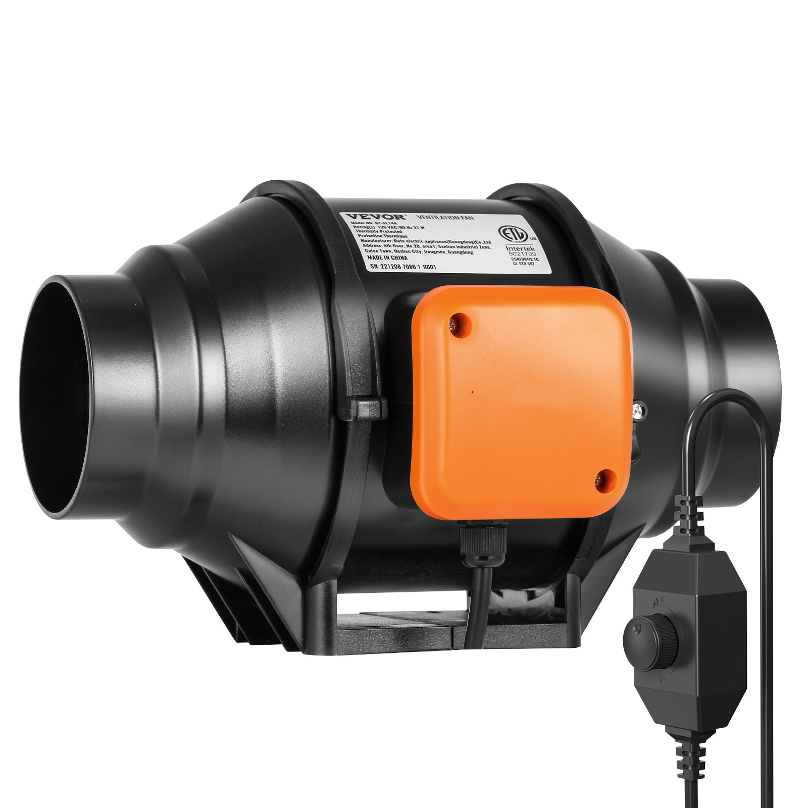 iPower Growlight 4 Inch 150 CFM Inline Duct Fan with Variable Speed