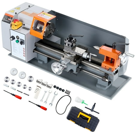 VEVOR 7.8'' x 13.7'' Metal Lathe, Precision Stationary Metallic Lathe, 50-2500 RPM Adjustable Speed, 600W Brush Motor Metallic Cogs, Equipped with Tool Kit for Crafting Accurate Components