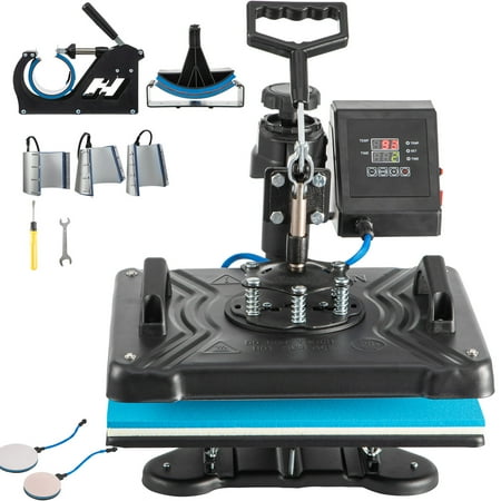 BENTISM 8 in 1 Heat Press Machine, 12" x 15" Combo Swing Away T-Shirt Sublimation Transfer Printer with Teflon Coated, Mug/Hat/Plate Accessories Included