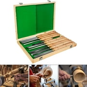 BENTISM 8 PCS Wood Turning Tools with HSS Blades Hardwood Handles Woodworking Lathe Chisel Set Cutting Carving Wooden Case for Storage for Wood Turning Hardwood One Free Chisel
