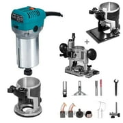 BENTISM 800W Max Torque Variable Speed 30,000RPM Compact Router with Collets 1/4" & 3/8" 1x Plunge Base & 1x Tilt Base