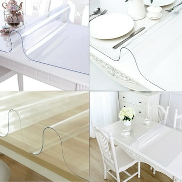 BENTISM 84X42 inch Plastic Table Pad Thick Crystal Clear Table Cover Protector Rectangular PVC Tablecloth