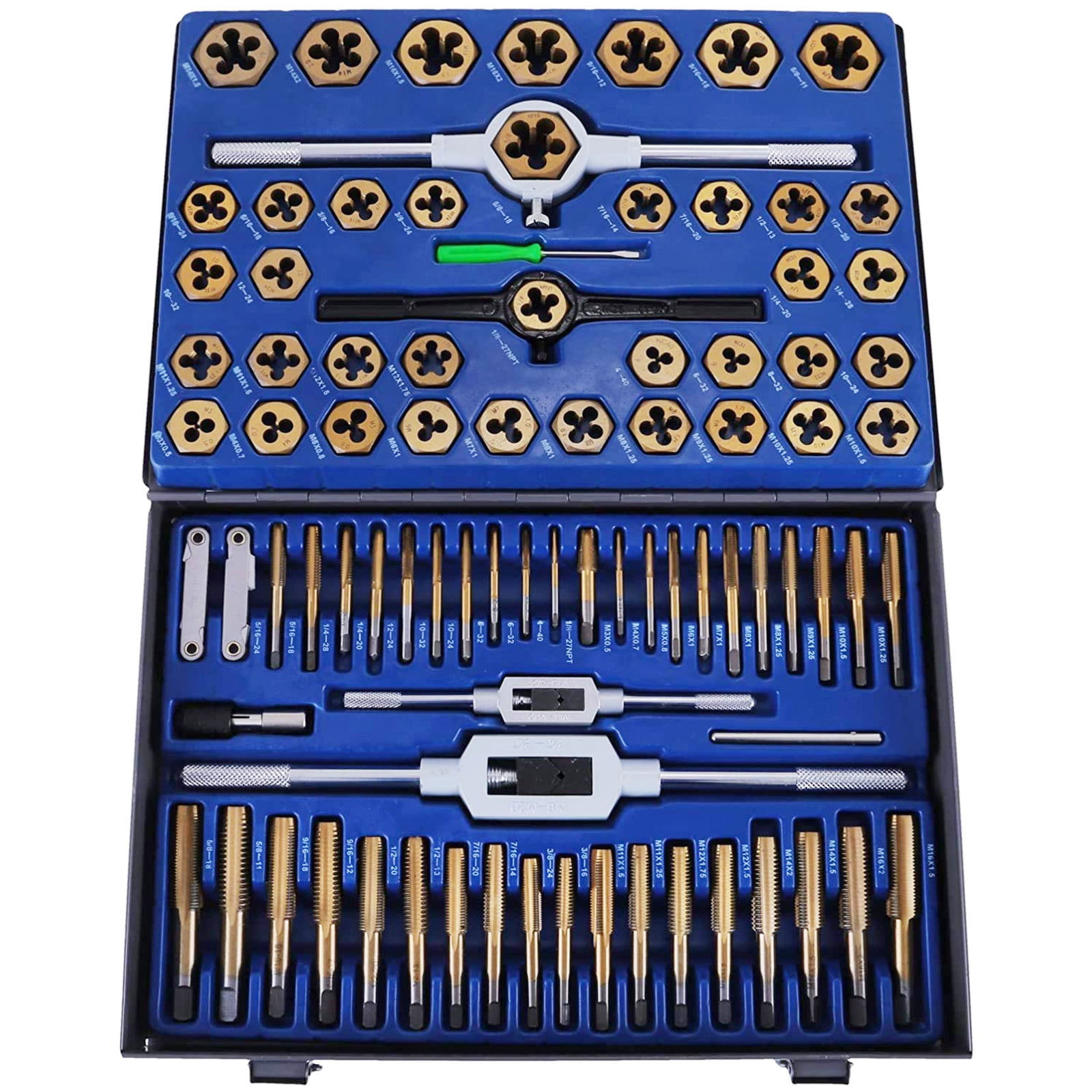 BENTISM 86 PCS Tap and Die Set Combination Metric Tap&nbsp;and&nbsp;Die Sae Tap and Die Set Tungsten Steel Titanium SAE and Metric Tool