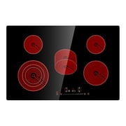 BENTISM 8600W Built-in Electric Cooktop Radiant Ceramic Induction Cooktop Cooktop 5 Burners Sensor Touch Stove 30.3x20.5