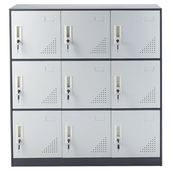 VEVOR 9 Doors Metal Locker Metal Storage Cabinet Locker Employees Steel Storage Cabinet Locker Office Gray