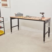 VEVOR Adjustable 28-39.5" Heights Workbench, 72" L X 25" W Garage Worktable with Universal Wheels, 3000 LBS Load Capacity, with Power Outlets