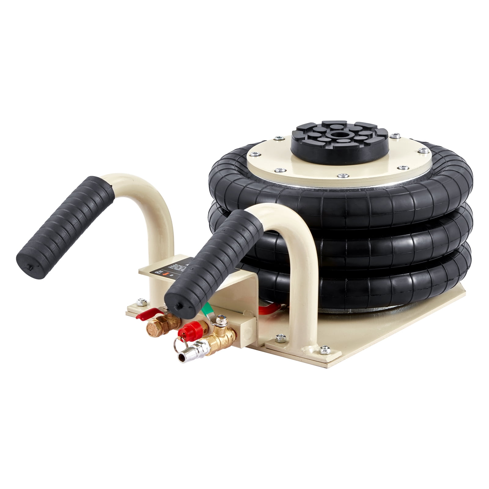 VEVOR Air Jack, 3 Ton/6600 lbs Triple Bag Air Jack, Airbag Jack with Six Steel Pipes, Lift up to 17.7 inch/450 mm, 3-5 s Fast Lifting Pneumatic Jack, with Short Handles for Car Repair, (white)