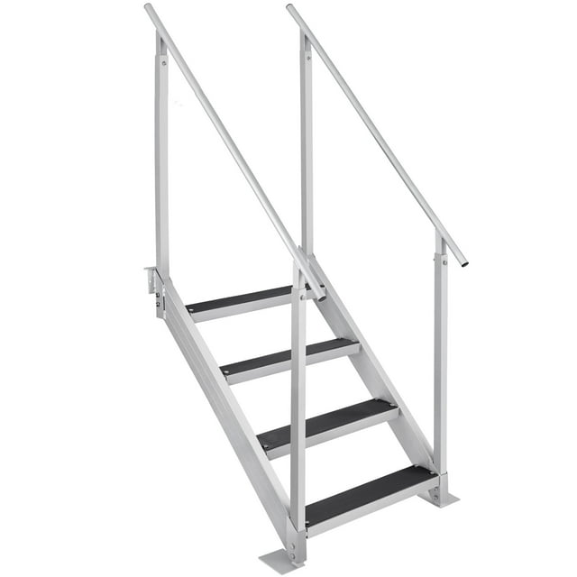 BENTISM 4-Step Adjustable Dock Ladder, Aluminum, 30-38in Height, Dual ...