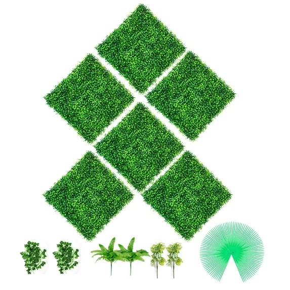 BENTISM Artificial Boxwood Panel Boxwood Hedge Wall Panel 6pcs 20x20" Garden Decor