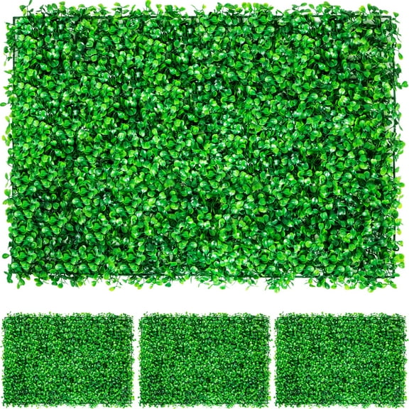 BENTISM Artificial Boxwood Panel Boxwood Hedge Wall Panels UV 4pcs 24" X 16" Decor Fence