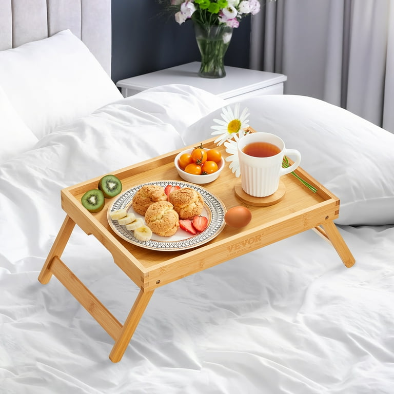 BENTISM Bamboo Bed Tray Breakfast Serving Table Laptop Desk with Foldable Legs